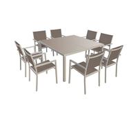 Conjunto de jardín cagliari en textileno topo 8 plazas - aluminio topo