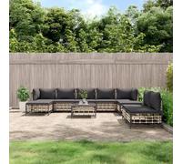 Conjunto de Jardín de 10 Piezas,Juego de Salón Exterior con Cojines,Material de Ratán Sintético y Estructura de Acero,Diseño Modular y Resistente a la Intemperie,Patio o Área de Descanso,Antracita