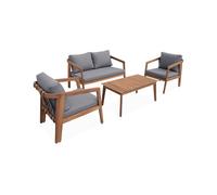 Conjunto de jardín de madera, 4 plazas gris - 108.5x74.7x64.5 cm