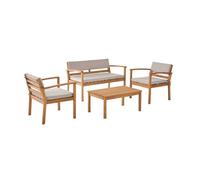 Conjunto de jardín de madera de acacia, 4 plazas marrón - 115x62x70 cm