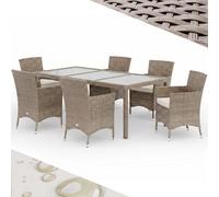 Conjunto de jardín de poliratán 7 piezas crema/crema