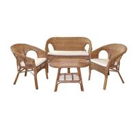 Conjunto de jardín de ratán colección Sienna - Sofá de 2 plazas, 2 sillones y Mesa - Elegancia Natural y Confort