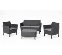 Salón Salemo Polyrattan Grafito Sofá Sillones Mesa desde el Jardín Exterior