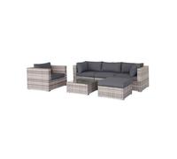 Conjunto de jardín de resina trenzada, 5 plazas varios tonos de grises - 234x82x67 cm