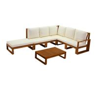 Conjunto de jardín esquinero de madera maciza 6-8 plazas con cojines desenfundables beige natural SALSA