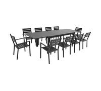 Conjunto de jardín extensible venezia 180-300 en aluminio 10 plazas - antracita