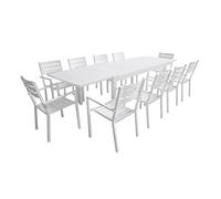 Conjunto de jardín extensible VENEZIA 180/300 en aluminio 10 plazas blanco
