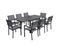 Conjunto de jardín extensible venezia 90-180 en textileno gris 8 plazas - aluminio antracita