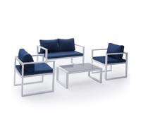 Conjunto de jardín ibiza tela azul 4 plazas - aluminio blanco
