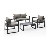 Conjunto de jardín ibiza tela gris 4 plazas - aluminio antracita