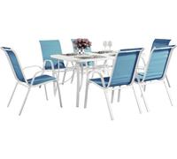 Conjunto de jardín mesa + 6 sillas de textileno "córdoba" - azul