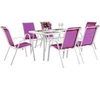 Conjunto de jardín mesa + 6 sillas de textileno "córdoba" - fuschia