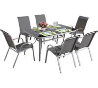Conjunto de jardín mesa + 6 sillas de textileno "córdoba + porto" - gris claro