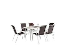 Conjunto de jardín mesa + 6 sillas de textileno "córdoba" - topo