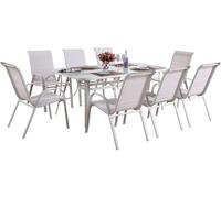 Conjunto de jardín mesa + 8 sillas de textileno "córdoba" - crudo