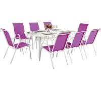Conjunto de jardín mesa + 8 sillas de textileno "córdoba" - fuschia