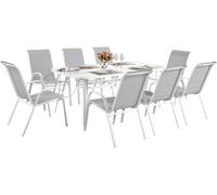 Conjunto de jardín mesa + 8 sillas de textileno "córdoba" - gris