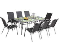 Conjunto de jardín mesa + 8 sillas de textileno "córdoba" - gris obscuro