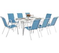 Conjunto de jardín mesa + 8 sillas de textileno "córdoba xl" - azul
