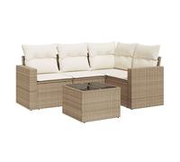 Conjunto de jardín relax diseño modular 5 piezas + cojines beige