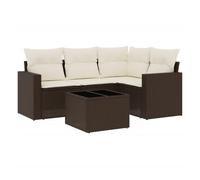 Conjunto de jardín relax diseño modular 5 piezas + cojines marrón/blanco