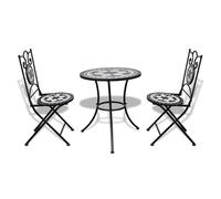 Conjunto de jardín salento 2 sillas + mesa blanco/negro