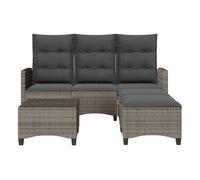 Conjunto de jardín urki 3 plazas con cojines + reposapiés/mesa gris 83-91x176x138-125 cm
