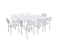 Conjunto de jardín venezia extensible 90-180 de 8 plazas - aluminio blanco