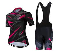 Conjunto de jersey de ciclismo para mujer+5D acolchado pantalones cortos de bicicleta camisa de secado rápido reflectante 3 bolsillos S-3XL