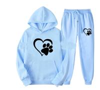 Conjunto de Jogging para mujer, estampado de corazón, elegante, otoño, invierno, conjuntos de ropa deportiva para mujer, sudadera con capucha + pantalones holgados, chalecos y sudaderas con capucha +