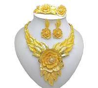 Conjunto de joyas de boda con cuentas nigerianas, conjuntos de joyas nupciales de color dorado de Dubái, conjunto de collar y pulsera con cuentas africanas.