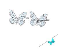 Conjunto de joyas de mariposa luminosa azul para mujer: collar y pulsera ajustables que brillan intensamente, delicado colgante de mariposa como regalo para San Valentín, bodas y cumpleaños (Earrings)