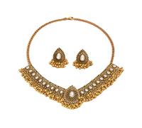 Conjunto de joyas indias tradicionales bohemias para mujeres y niñas, plata envejecida, oxidada étnica fiesta de graduación de fin de año, collar de plastron pendientes gargantilla punk cristal regalo