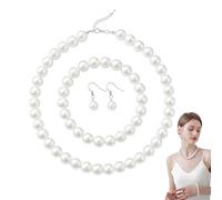 Conjunto De Joyería De Perlas De Imitación, Collar Pulsera Y Pendientes Elegantes, Set De 3 Piezas Estilo Vintage para Boda, Fiesta, Cena, Regalo para Mujer