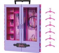 Conjunto de juego Barbie Fashionistas: armario definitivo con 6 perchas, m ltiples espacios de almacenamiento y perchero plegable