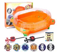 Conjunto de Juguete de Top de Batalla Burst, 6 Tops de Batalla, 2 Lanzadores y 1 Estadio, Juguetes para Niños y Niñas de 6 Años en Adelante (Naranja) (6pcs+Stadium)