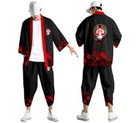 Conjunto de kimono para hombre con estampado japonés, cárdigan suelto de verano, traje de jogging de carreras, traje de entrenamiento, traje deportivo, albornoces, camisón holgado, camisa de playa