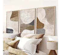 Conjunto de láminas decorativas neutras en azul y beige: láminas abstractas de gran tamaño, decoración moderna de mediados de siglo, pósteres minimalistas en lienzo (70x90cm (26x35in) x3/Sin marco)