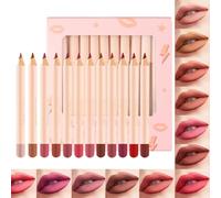 Conjunto de lápices labiales - pigmento de alta definición, lápiz 12 colores, paleta cosmetología mate terciopelo, contorno de madera antimanchas | Shaper que define el maquillaje para los fi