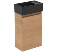 Conjunto de lavabo Ideal Standard Eurovit, 370x210x670mm, 1 puerta, agujero para grifo a la derecha, negro, R0578Y8, Color: Roble Hamilton