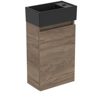 Conjunto de lavabo Ideal Standard Eurovit, 370x210x670mm, 1 puerta, agujero para grifo a la derecha, negro, R0578Y9, Color: Nogal flameado