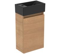 Conjunto de lavabo Ideal Standard Eurovit, 370x210x670mm, 1 puerta, agujero para grifo a la izquierda, negro, R0579Y8, Color: Roble Hamilton