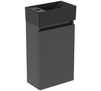 Conjunto de lavabo Ideal Standard Eurovit, 370x210x670mm, 1 puerta, agujero para grifo a la izquierda, negro, R0579TI, Color: Lacado gris brillante