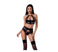 Conjunto de lencería para mujer, color negro