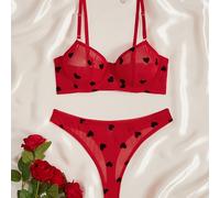 Conjunto de lencería retro de rojos para mujer