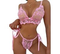 Conjunto de lencería sexy para mujer de malla transparente, ropa interior de malla con cuello en V, leopardo, babydoll, lencería para mujer, sujetador de tirantes finos de 2 piezas + bragas tanga