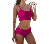 Conjunto de lencería sexy para mujer, ropa interior deportiva fina, dos piezas, sujetador push up y bragas cómodas, conjuntos de lencería transpirable, ropa interior para mujer, rojo, L