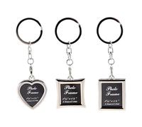Conjunto de llavero de marco de foto - 3 piezas de acero inoxidable marco en blanco llavero y llavero, regalo de recuerdo personalizado de bricolaje