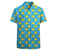 Conjunto de los años 80 y 90, camisa hawaiana para hombre, camisas de manga corta con botones, divertido traje de fiesta, talla L, Patos amarillos, 46