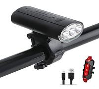 Conjunto de luces bicicleta recargable, 2400Lumens USB Bike Light Frente y trasero 3 x XML-T6 LED Luces IPX5 ciclo impermeables for todas las bicicletas carretera Bicicletas montaña, fácil montar